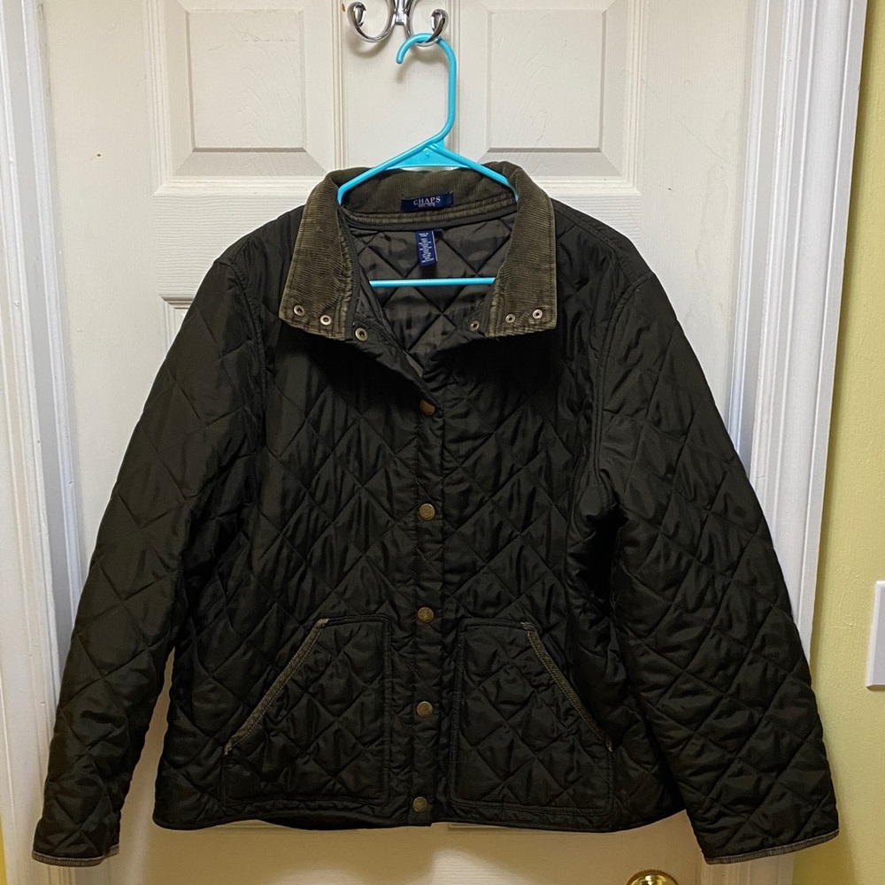 Chaps Quilted Barn Jacket - Dark Green